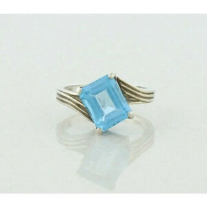 Sterling Silver Blue Topaz Ring Size 6 3/4